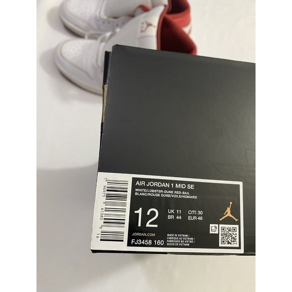 New Mens Size 12 White Red Nike Air Jordan 1 Mid SE Basketball Shoes FJ3458 160 main image 10